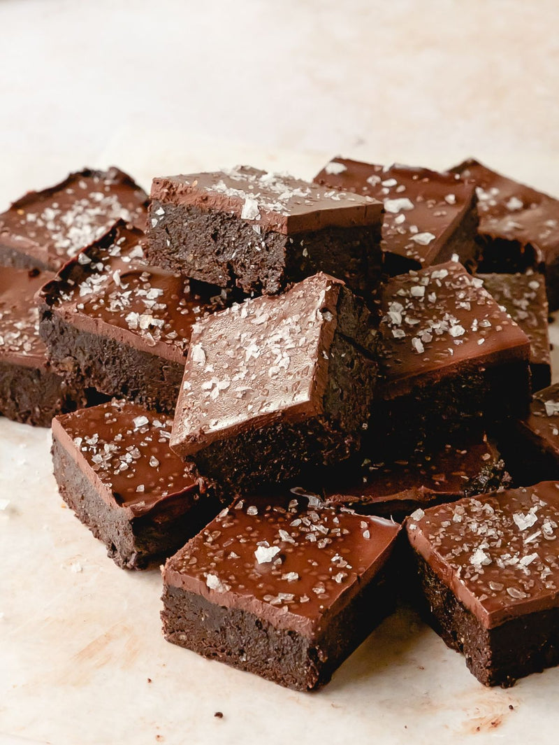 No-bake chocolate brownies made with sauerkraut cut into squares