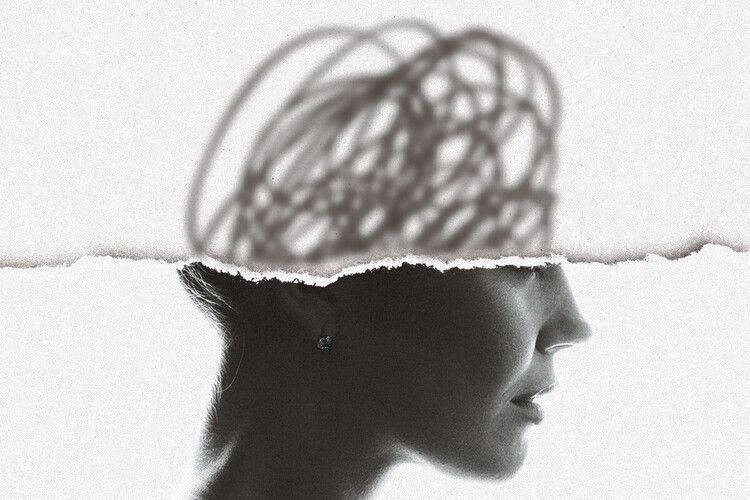 Illustration showing hormonal changes affecting brain function in menopause