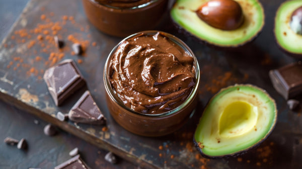 Creamy chocolate mousse made from ripe avocados, a healthy dessert option