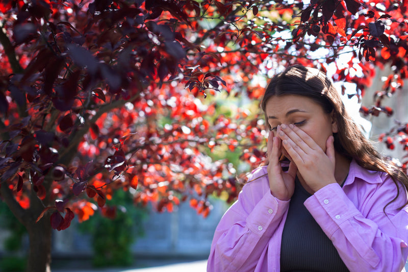 Person enjoying outdoors after improving gut health to ease allergies