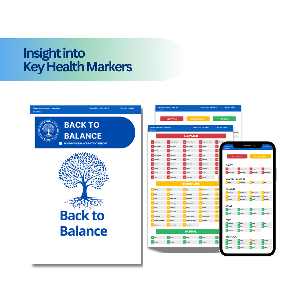 Back to Balance Allergy and Intolerance Test with Detailed 200 plus items of Key Health Markers Report